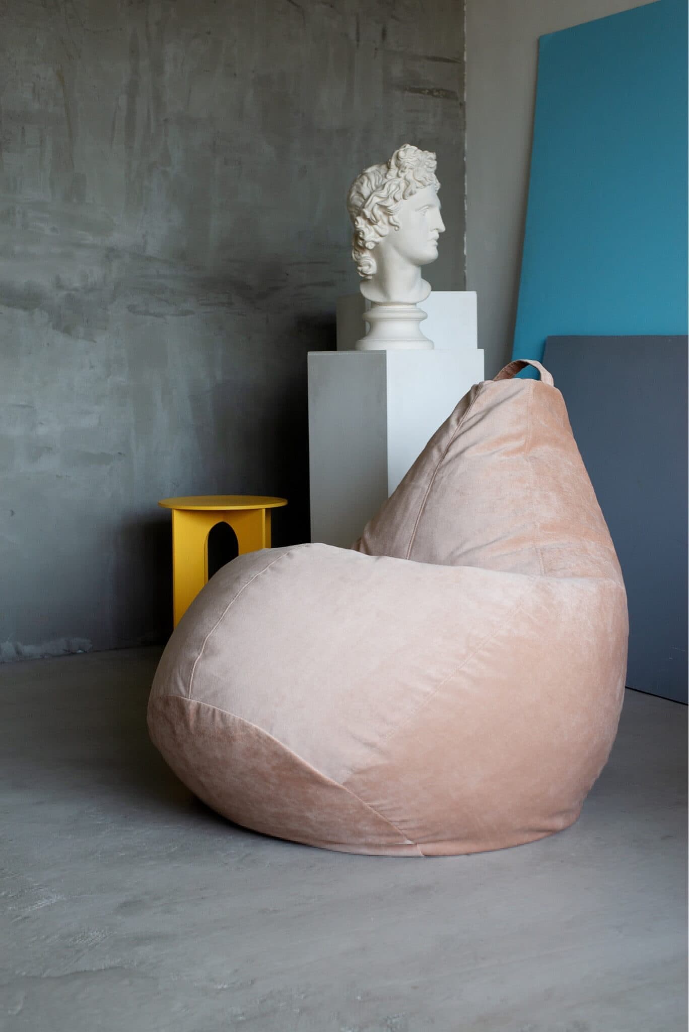 Жемчужный персик кресло-мешок из вельвета Босс Пудра, Роуз превью 4